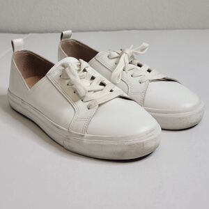 Lucky Brand Women's Size 10M Dansbey White Leather Side Dip Lace-up Sneakers